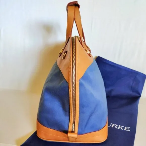 Dooney & Bourke Vintage Lg Cabriolet Zip Around Canvas/Leather Travel Bag - Blue - Picture 16 of 16